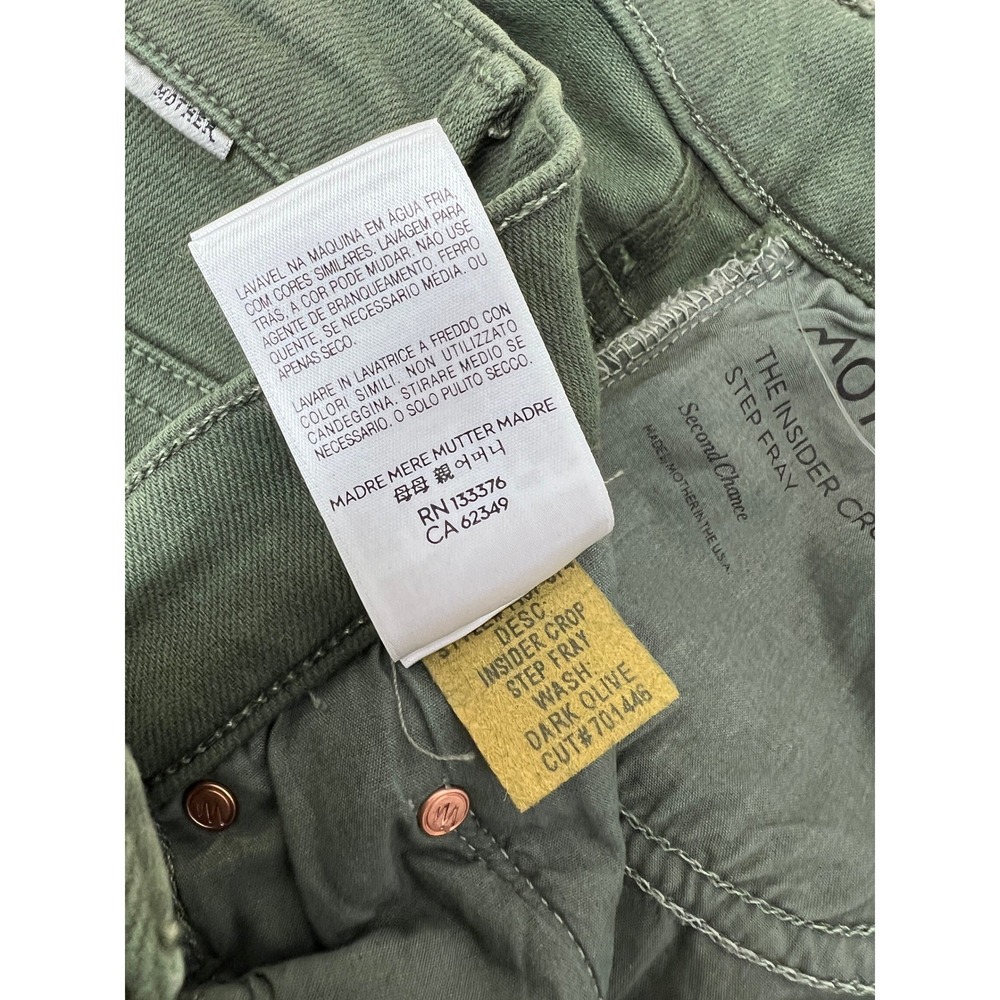 Mother The Insider Crop Step Fray Jeans Womens 27 Dark Olive Green Excellent - Picture 7 of 7